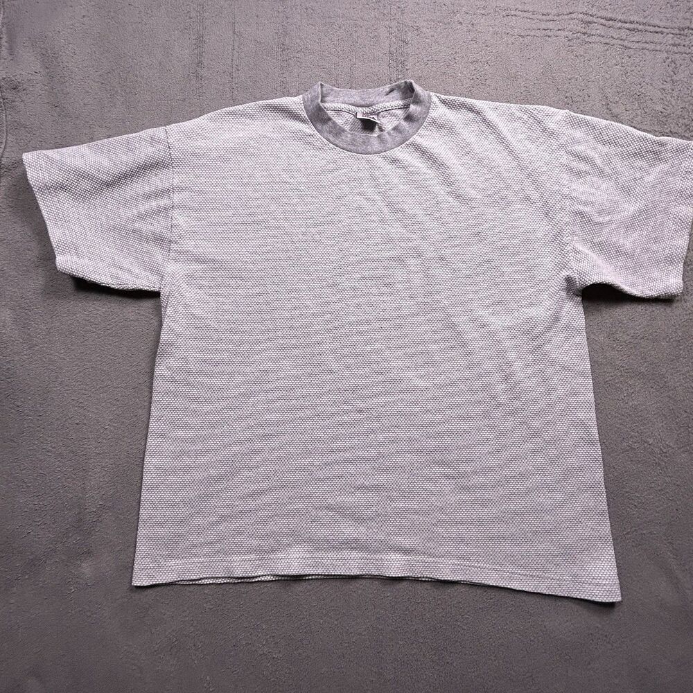 TND Tornado Waffle Knit Shirt Mens XL Grey Vintage Blank Grunge